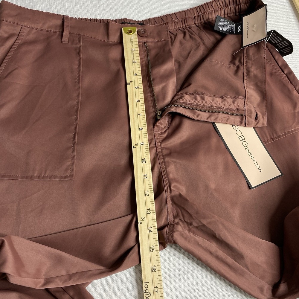 BCBG Generation Parachute Jogger Baggy Wide‎ Leg Pants Sz XXXL Dusty Mauve Satin - Picture 9 of 15
